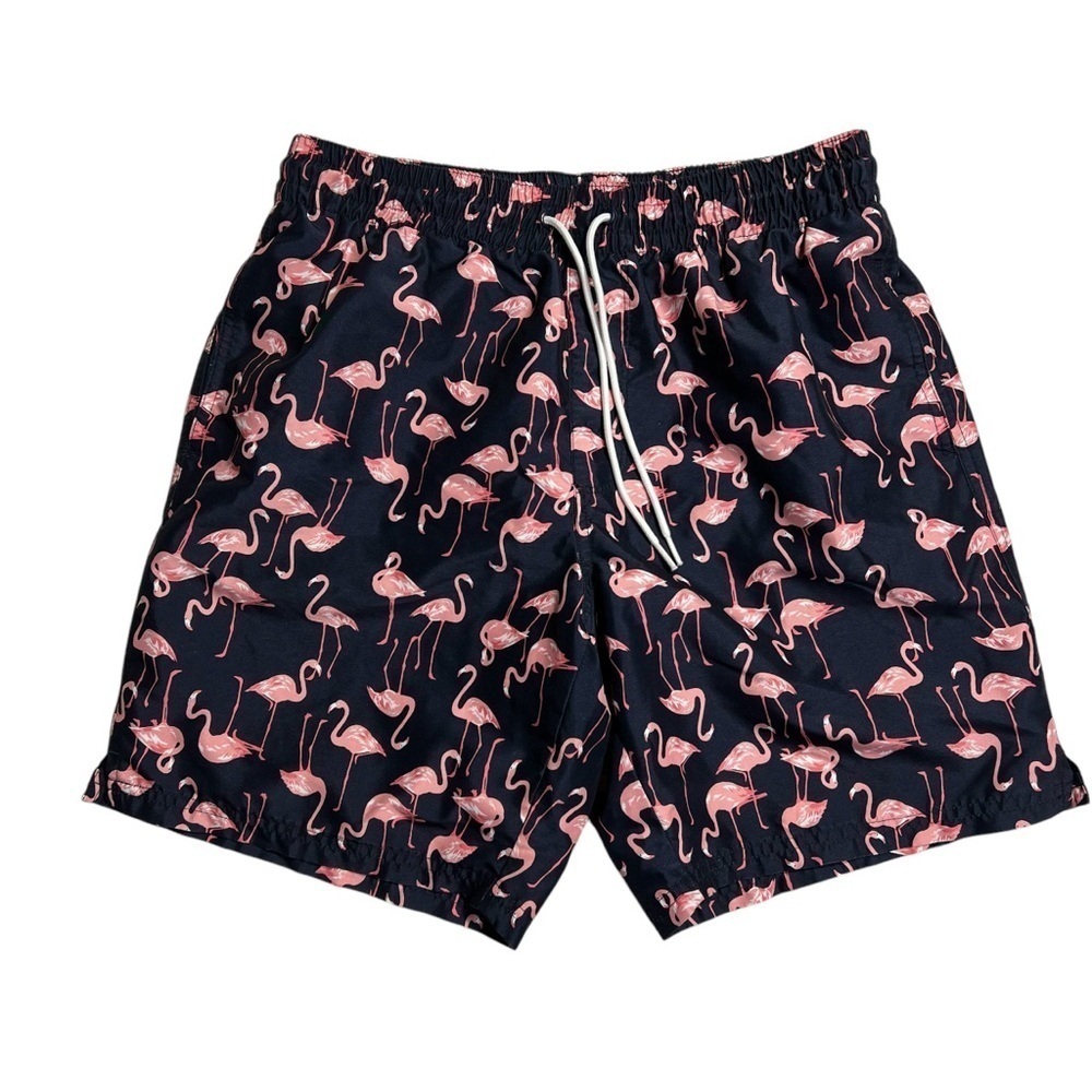 Old Navy Black and Pink Flamingo Swim Trunks